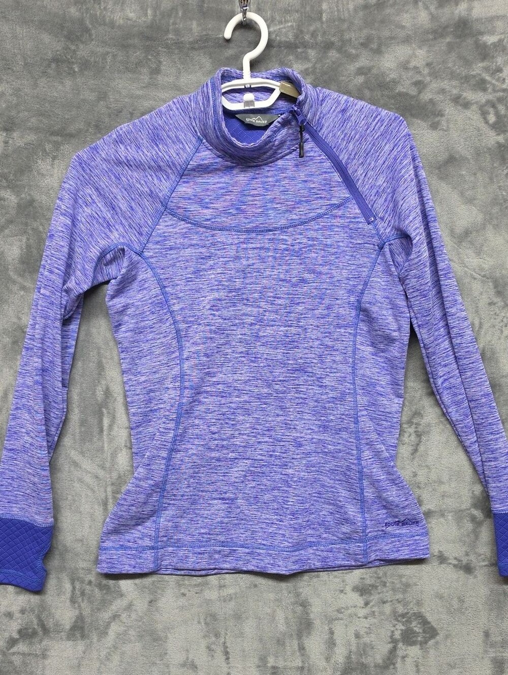 Eddie Bauer Purple/Blue Heather Long-Sleeve Quarter-Zip Fleece Top sz Med